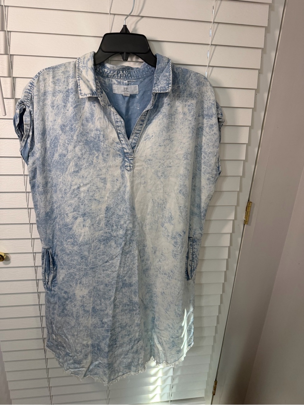Thread & Supply Light Blue Acid-Wash Button-Down Tunic